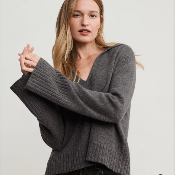 Jenni Kayne Cashmere Frances Polo- Thunder-Small - Picture 2 of 4